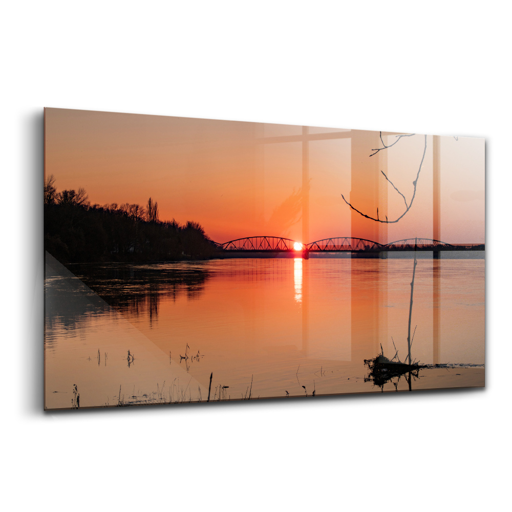 Egyedi üvegkép Tó naplementében