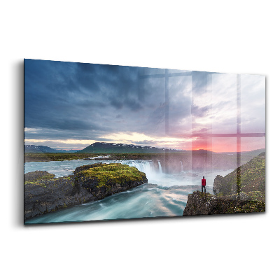 Üvegkép falra Tájkép a Godafoss vízeséssel