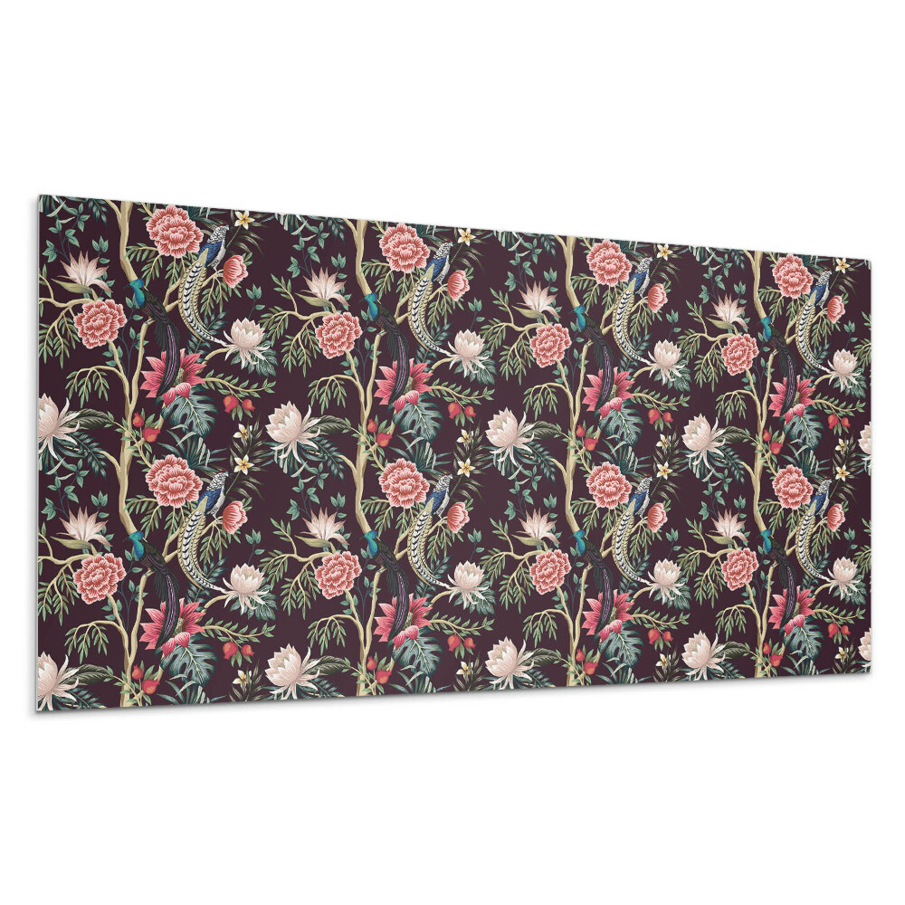 Öntapadó falburkolat Virágminta madarakkal