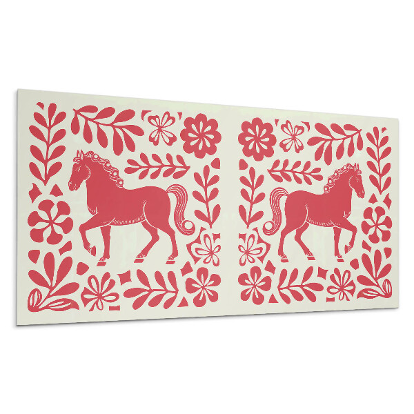 Falpanel Stilizált ló a növények között