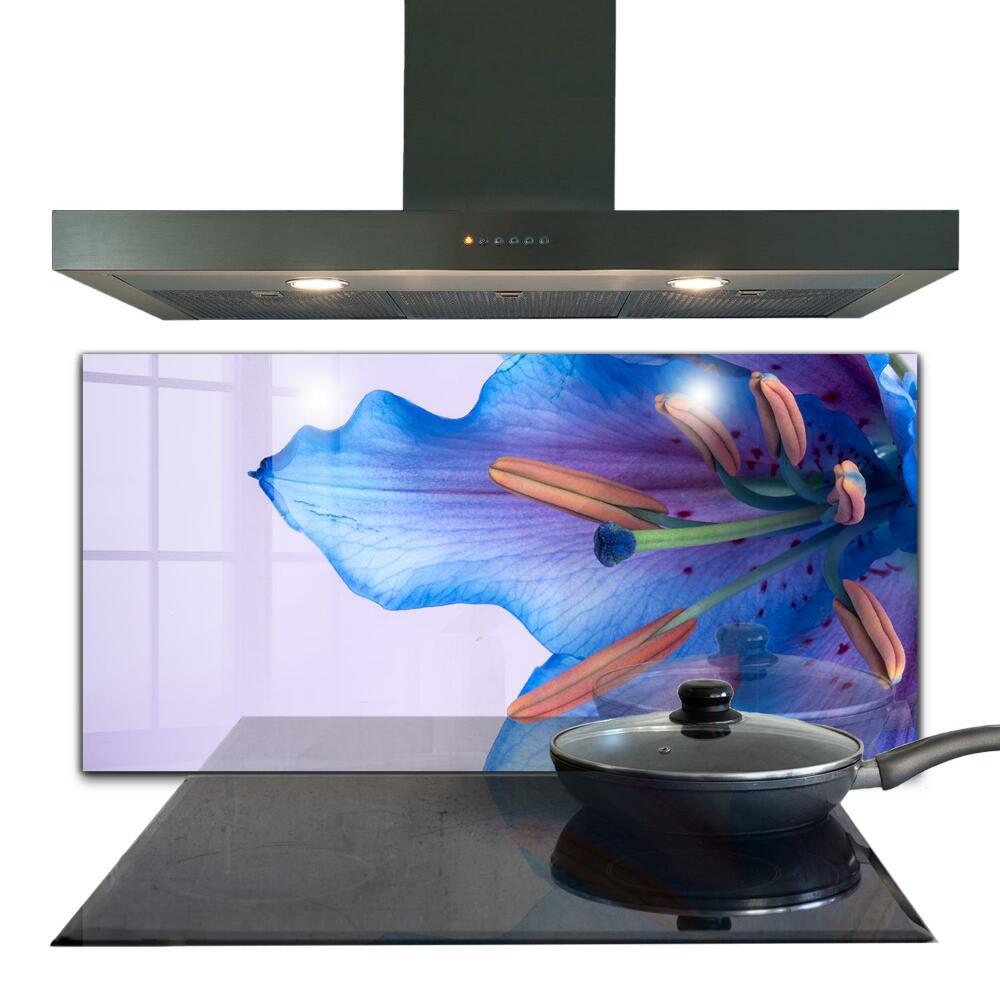 Konyhai hátfal panel Kék virág motívum