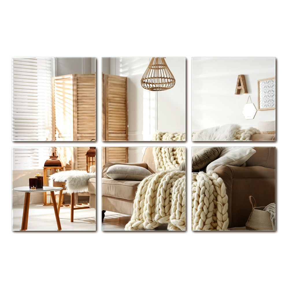 Öntapadós tükör csempék négyzet alakú