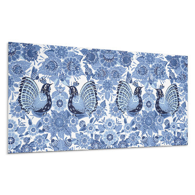 Dekorpanel falra Madarak és virágok mintája