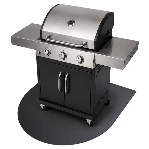 Fekete fém grillszőnyeg félovális formában 80x70 cm