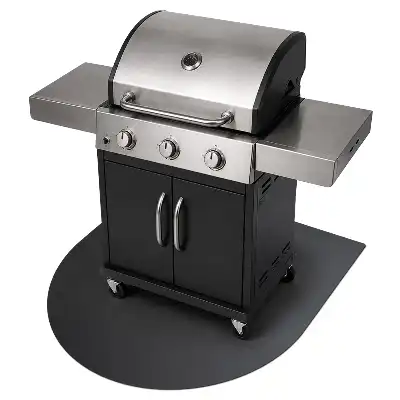 Fekete fém grillszőnyeg félovális formában 80x70 cm