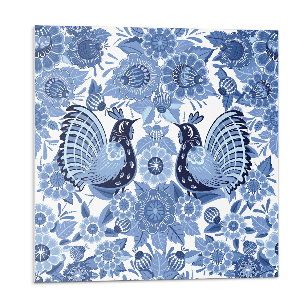 Dekorpanel falra Madarak és virágok motívuma