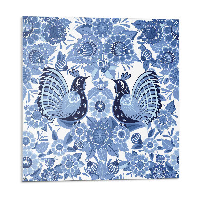 Dekorpanel falra Madarak és virágok motívuma