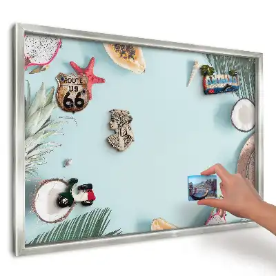 Fali mágnestábla nyomtatott pasztell gyümölcsök és kagylók mintával