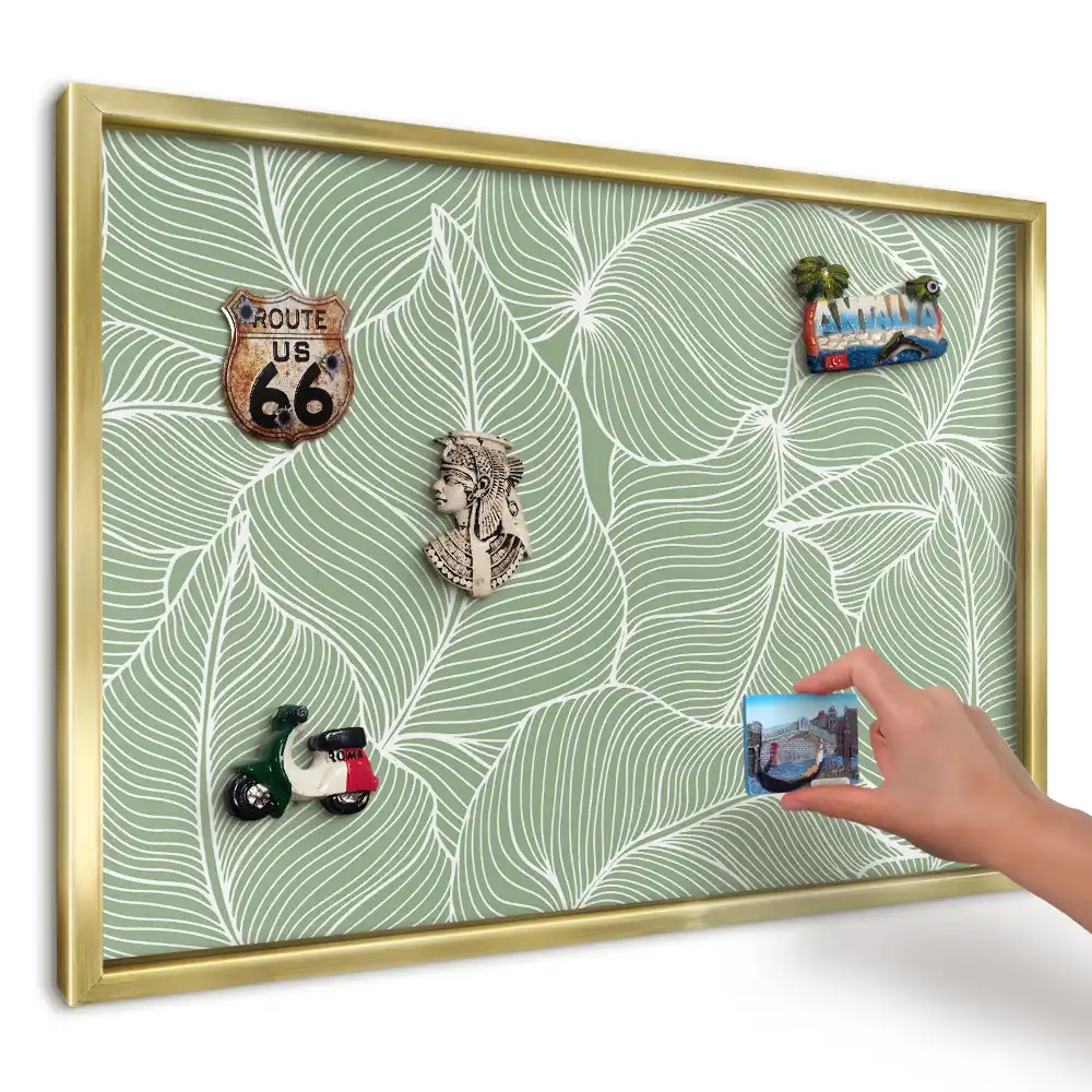 Mágneses tábla utazási mágnesekhez zöld levél mintával