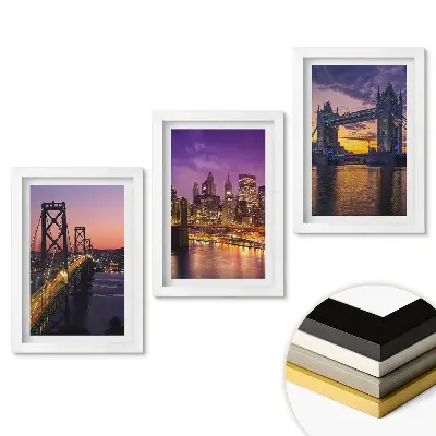 Keretezett képszett Hidak és városok naplementekor