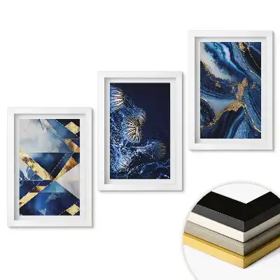 Keretezett kép szett Elegancia kék és arany árnyalatokban