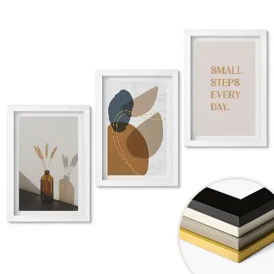 Stílusos grafikai keretezett képszett modern belső terekbe