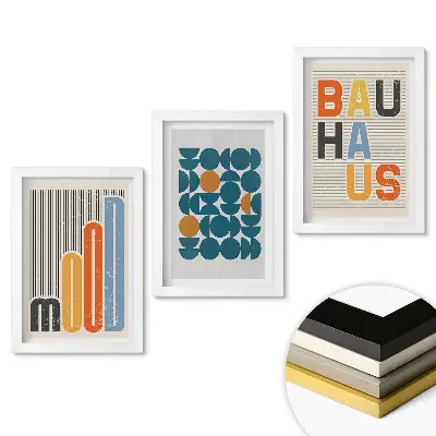 Modern Bauhaus stílusú grafikai kép szett keretben