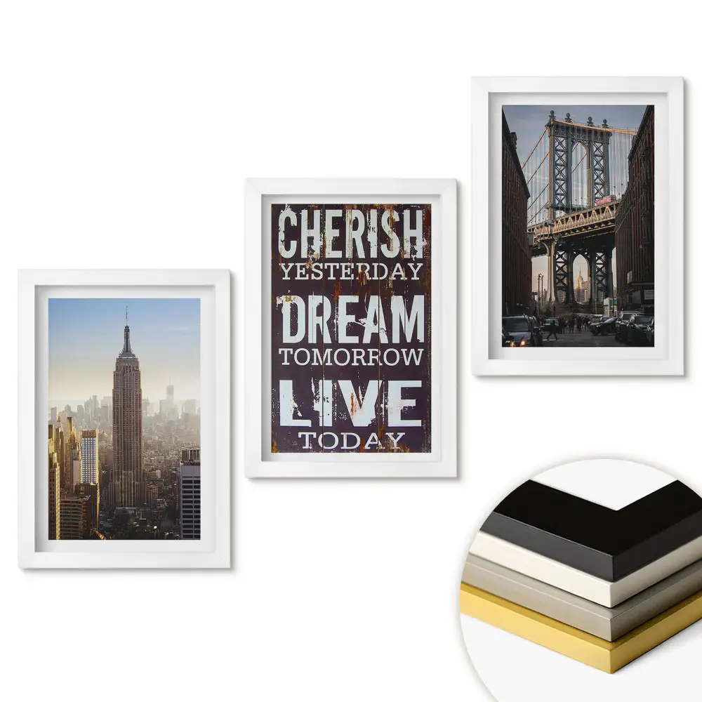 Fali kép összeállítás New York-i nézetek és inspiráló szlogenek