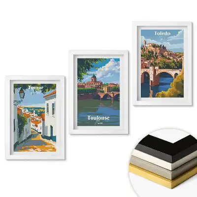 Keretezett kép szett Bájos európai városok illusztrációkon