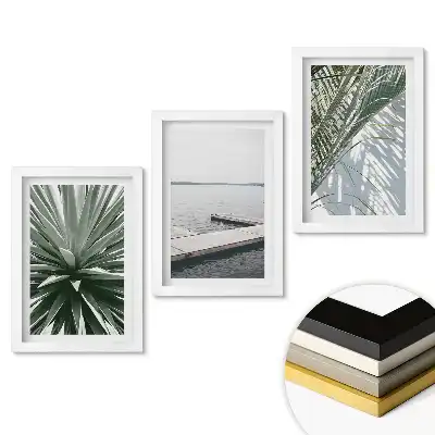 Keretezett kép szett Zöld akcentusok minimalista stílusban