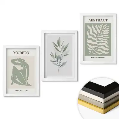 Keretezett kép szett Modern grafika növényi motívumokkal