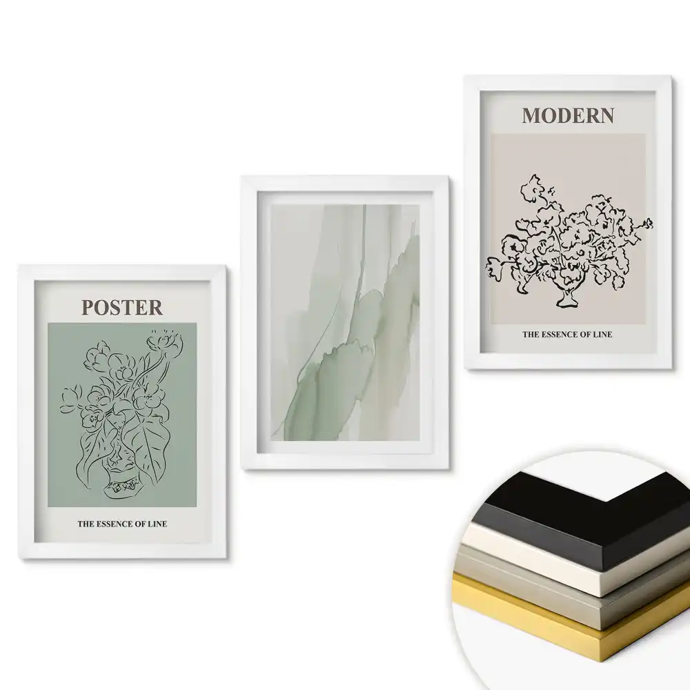 Minimalista grafikai falikép szett modern belső terekhez