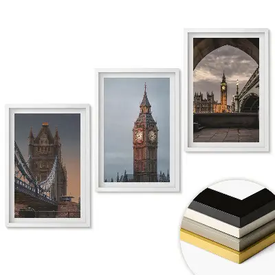 Keretezett London nevezetességei triptichon a nap különböző szakaszaiban