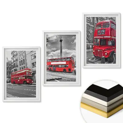 Keretezett kép szett Piros buszok Londonban