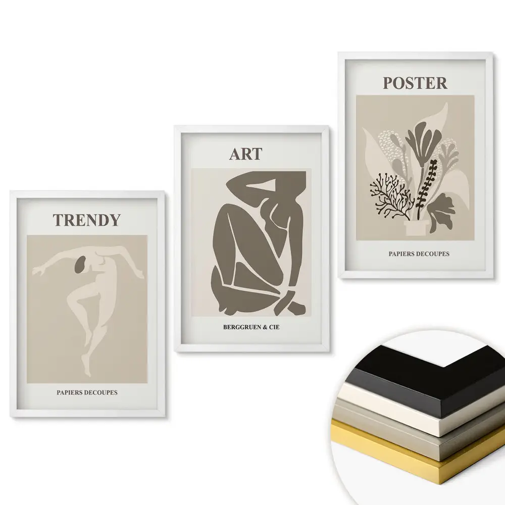 Modern grafika szett visszafogott színekben keretes kivitelben