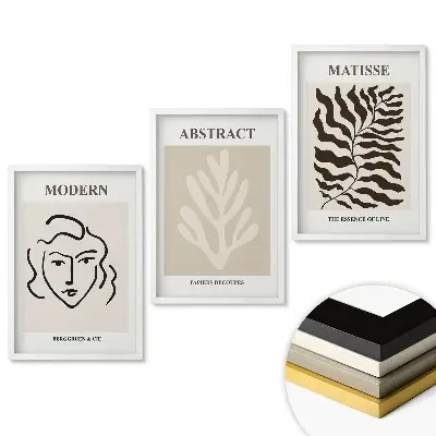 Modern minimalista stílusú keretezett triptichon