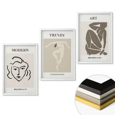 Keretezett triptichon Modern művészet minimalista stílusban