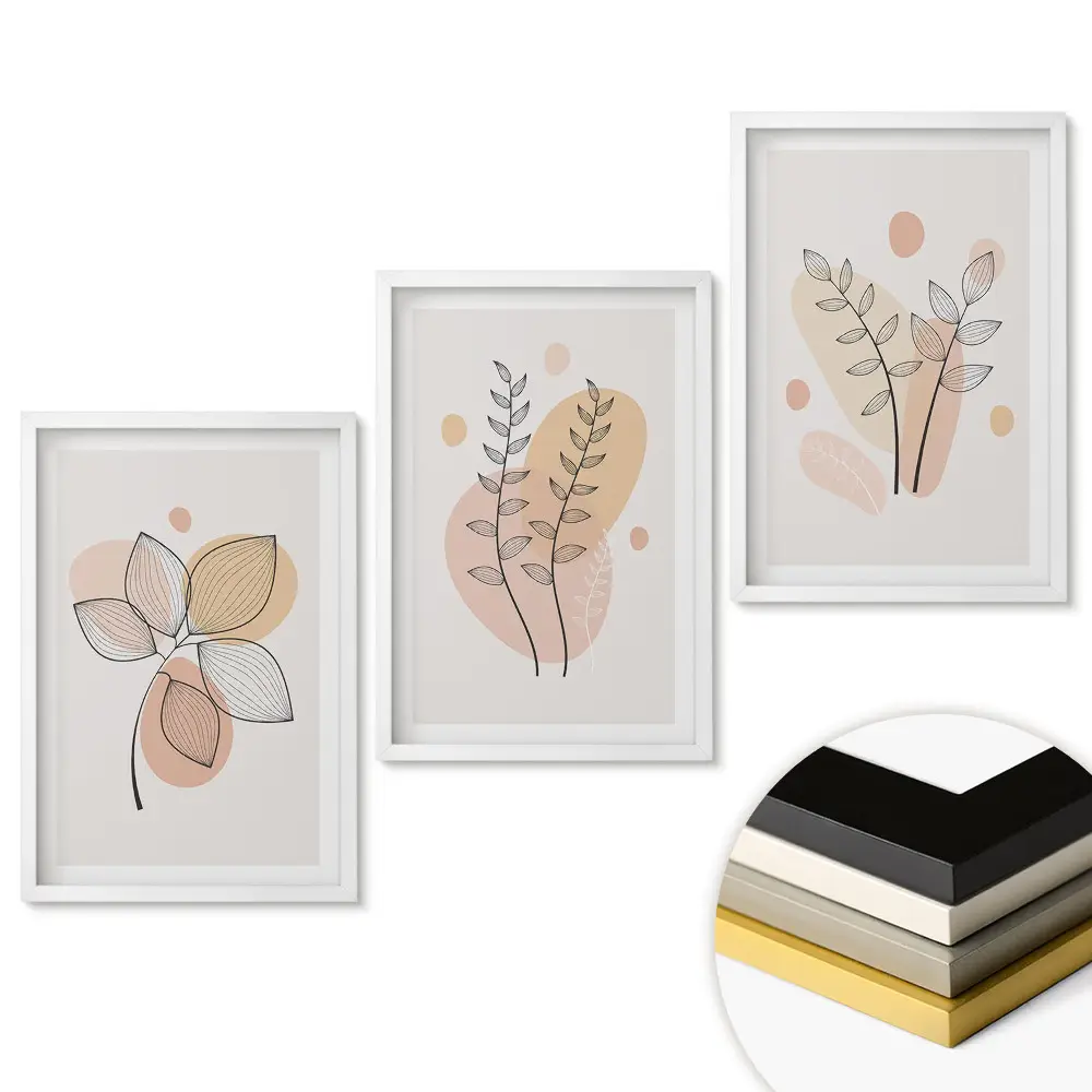 Keretezett képszett stílusos növényi grafikákkal