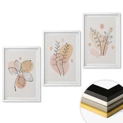 Keretezett kép szett Stílusos grafika növényi motívumokkal