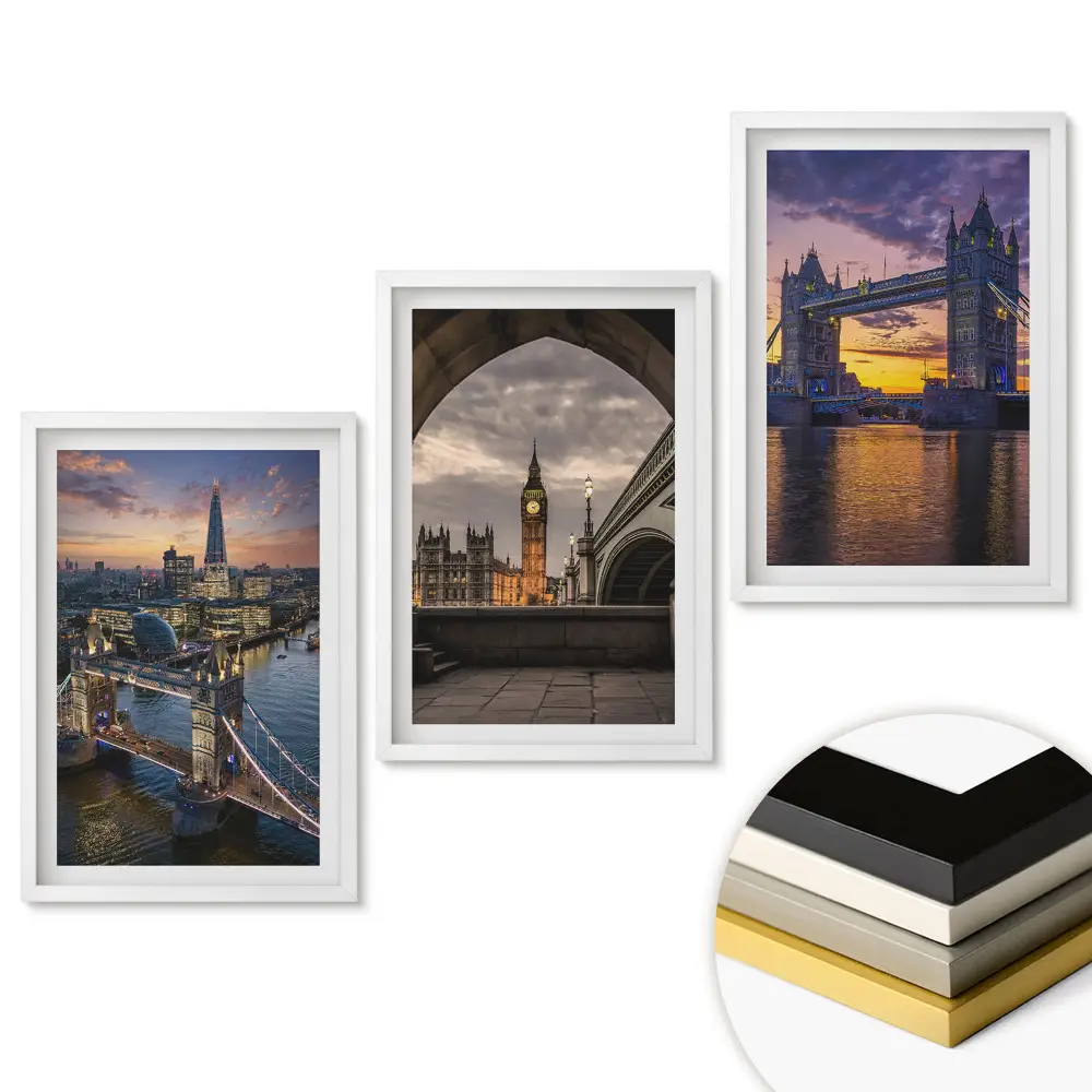 Keretezett triptichon London látképe naplementekor