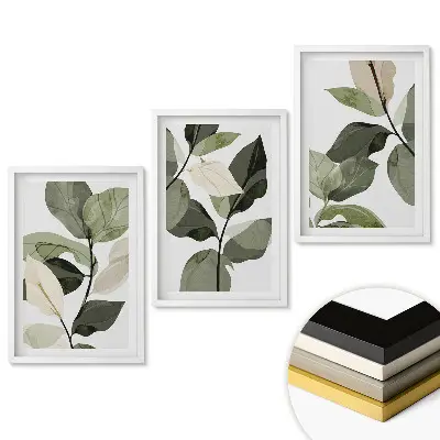 A levelek eleganciája minimalista keretezett képszett