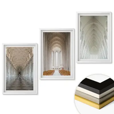 Minimalista építészeti elegancia triptichon keretezett kivitelben