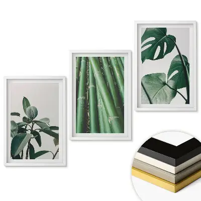 Zöld levelek elegáns triptichon képkerettel