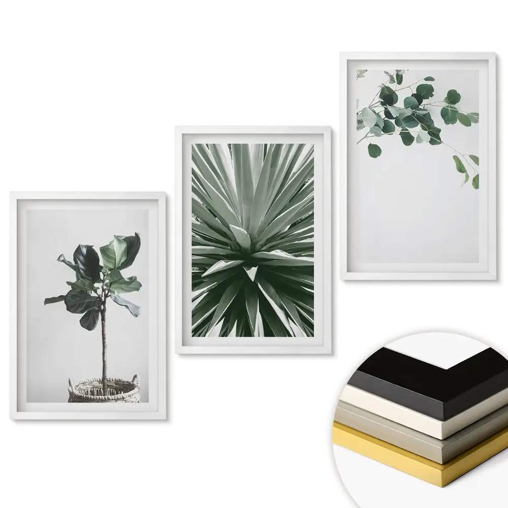 Keretezett triptichon Növényi inspirációk minimalista stílusban
