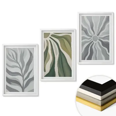 Minimalista stílusú növényi inspirációk triptichon keretezett kép
