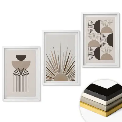 Keretezett triptichon Modern grafika visszafogott színekben