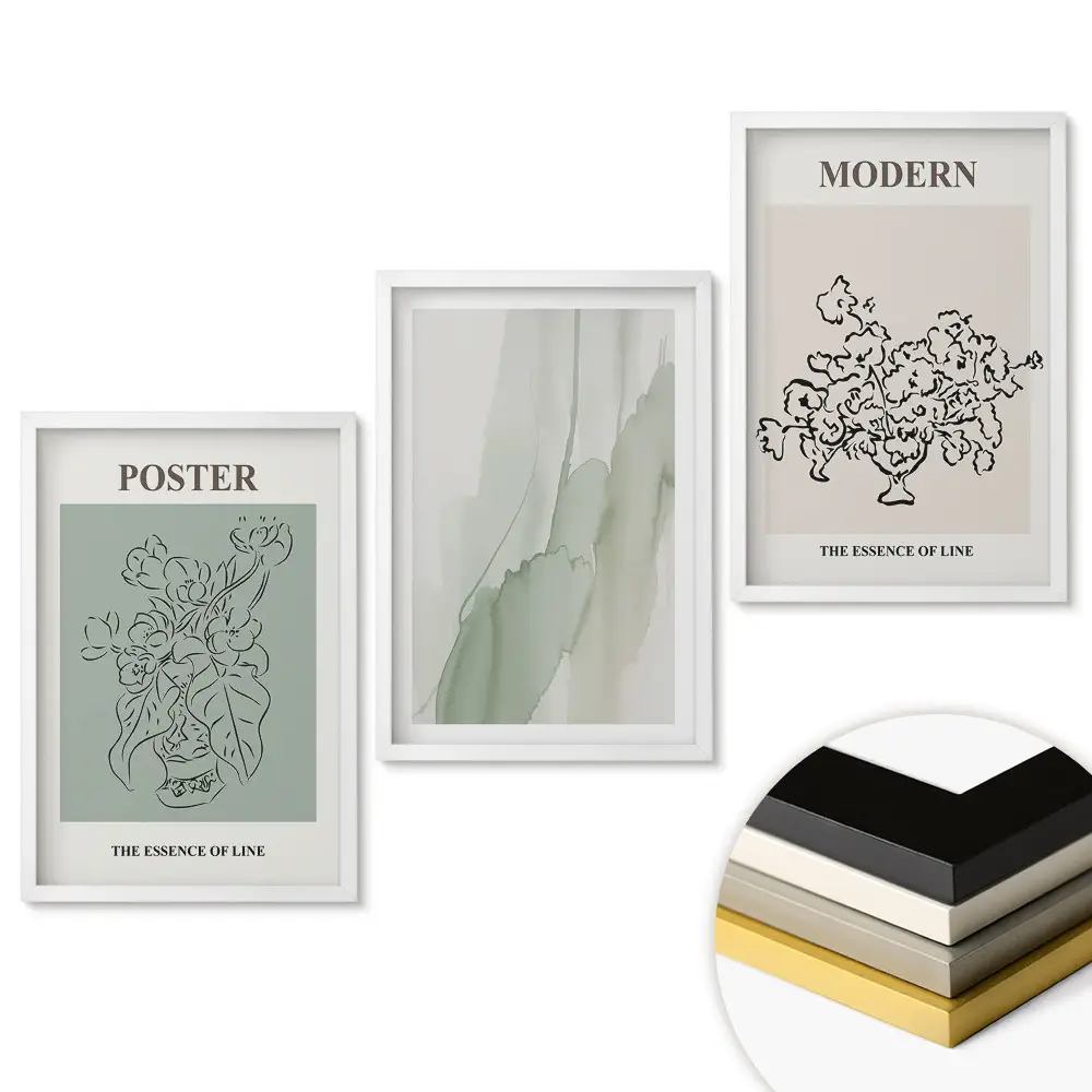 Keretezett triptichon Minimalista grafika modern belső terekbe