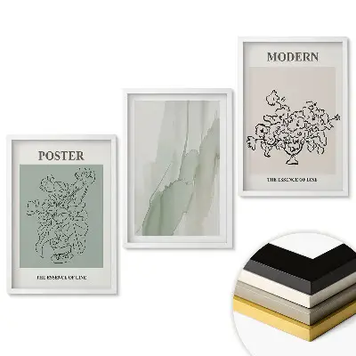 Minimalista grafikás triptichon keretezett kivitelben modern belső terekbe