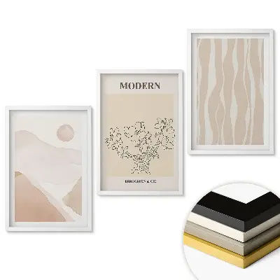 Keretezett triptichon Modern grafika visszafogott színekben