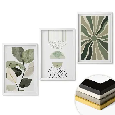Keretezett triptichon Zöld inspirációk minimalista stílusban