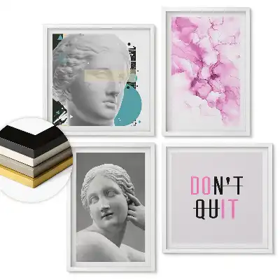 Többrészes keretezett kép inspiráló grafikákkal