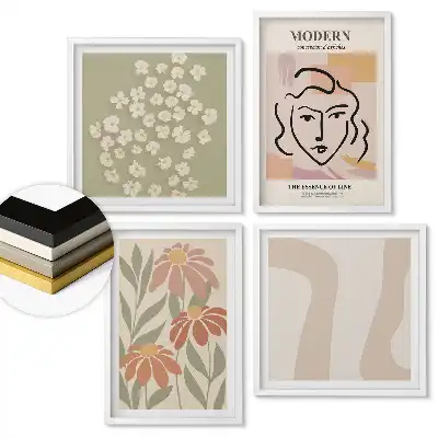Többrészes modern grafikai keretezett kép finom színekben