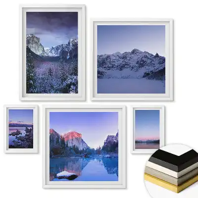Fali galéria készlet Téli hegyi tájak és tavak
