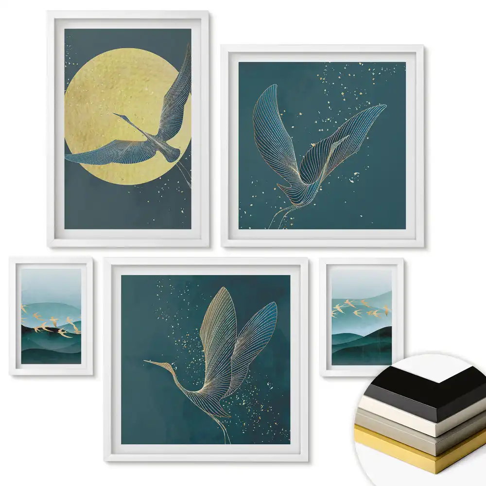 Fali galéria készlet A természet harmóniája kék árnyalatokban