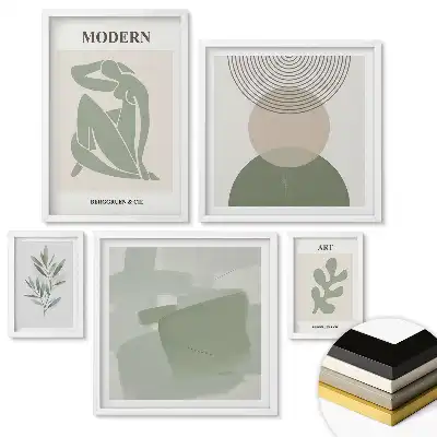 Modern grafikás fali galéria készlet visszafogott színekben