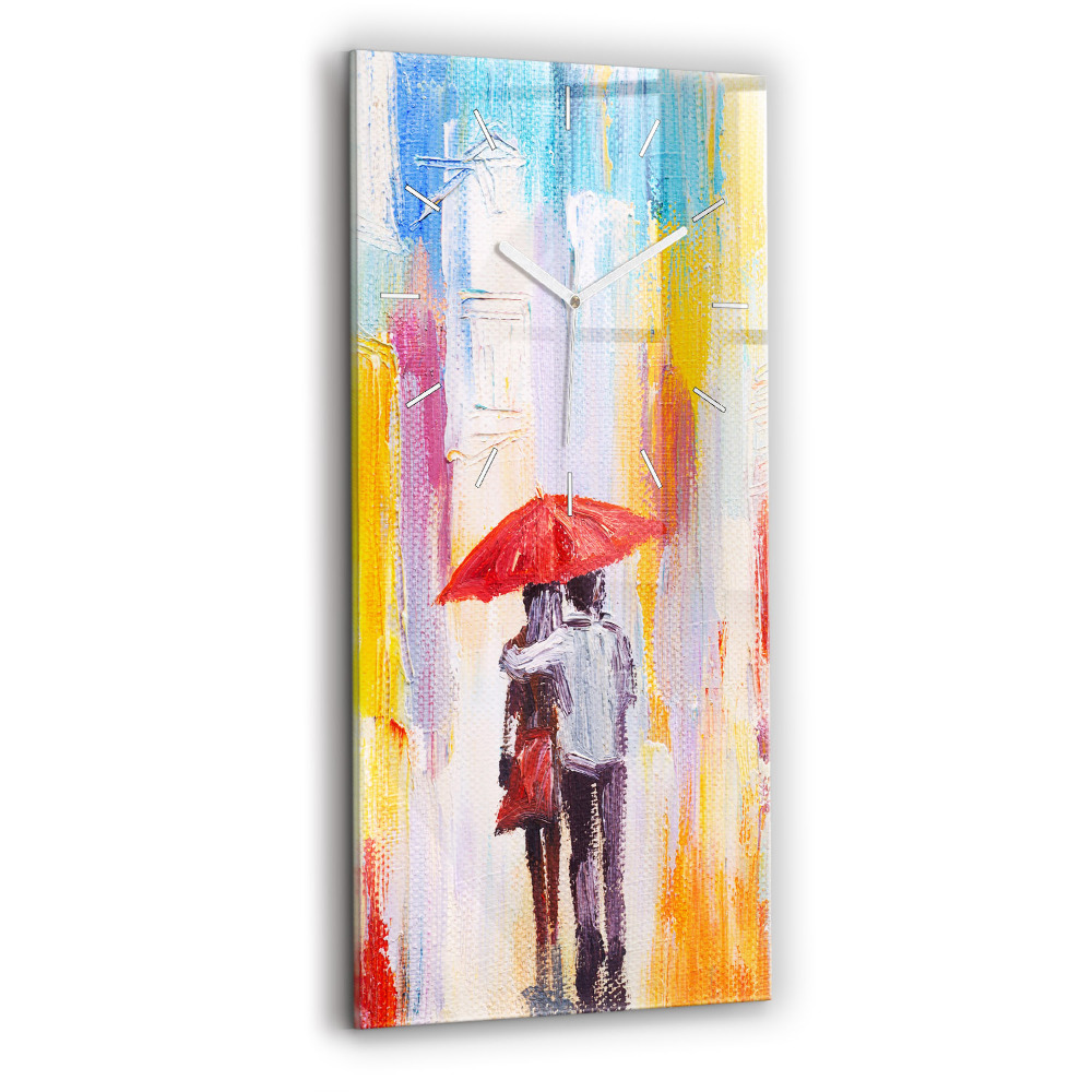 Négyszögletes üvegóra Pár az esőben