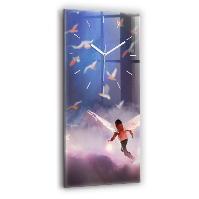 Négyszögletes üvegóra Fiú szárnyakkal