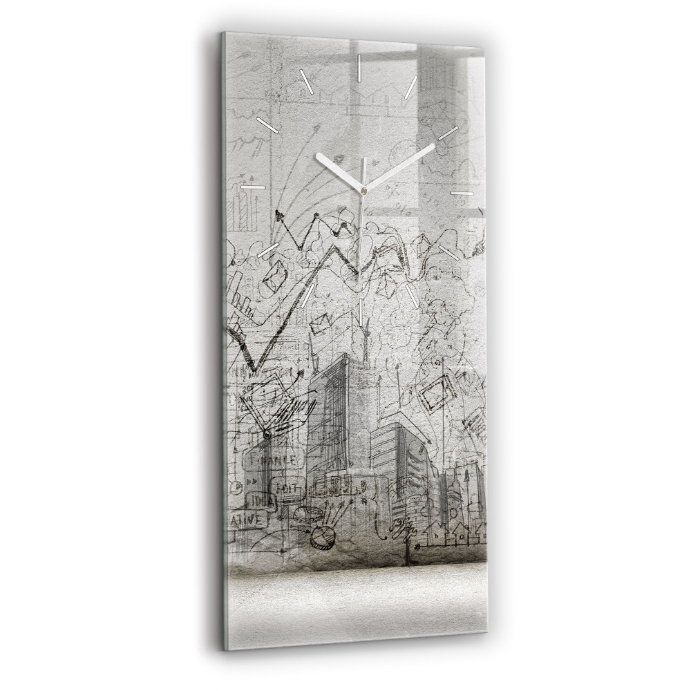 Négyszögletes üvegóra Egy város vázlata