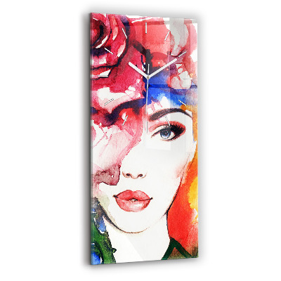 Téglalap alakú üvegóra Színes női portré