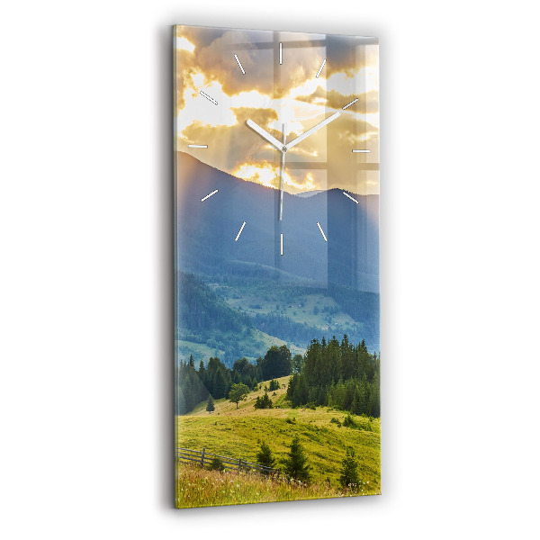 Négyszögletes üvegóra Tájkép erdőkkel